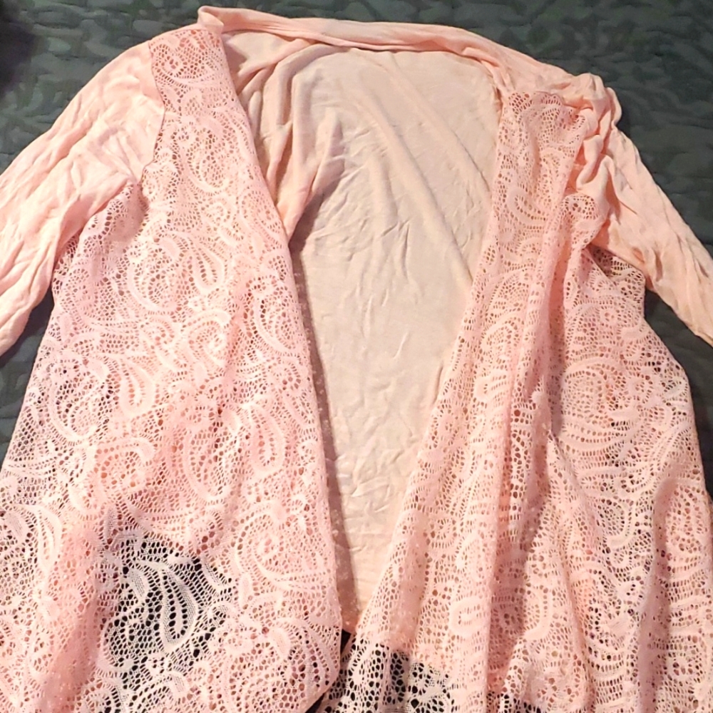 Lace front cardigan, cover up 1x/2x